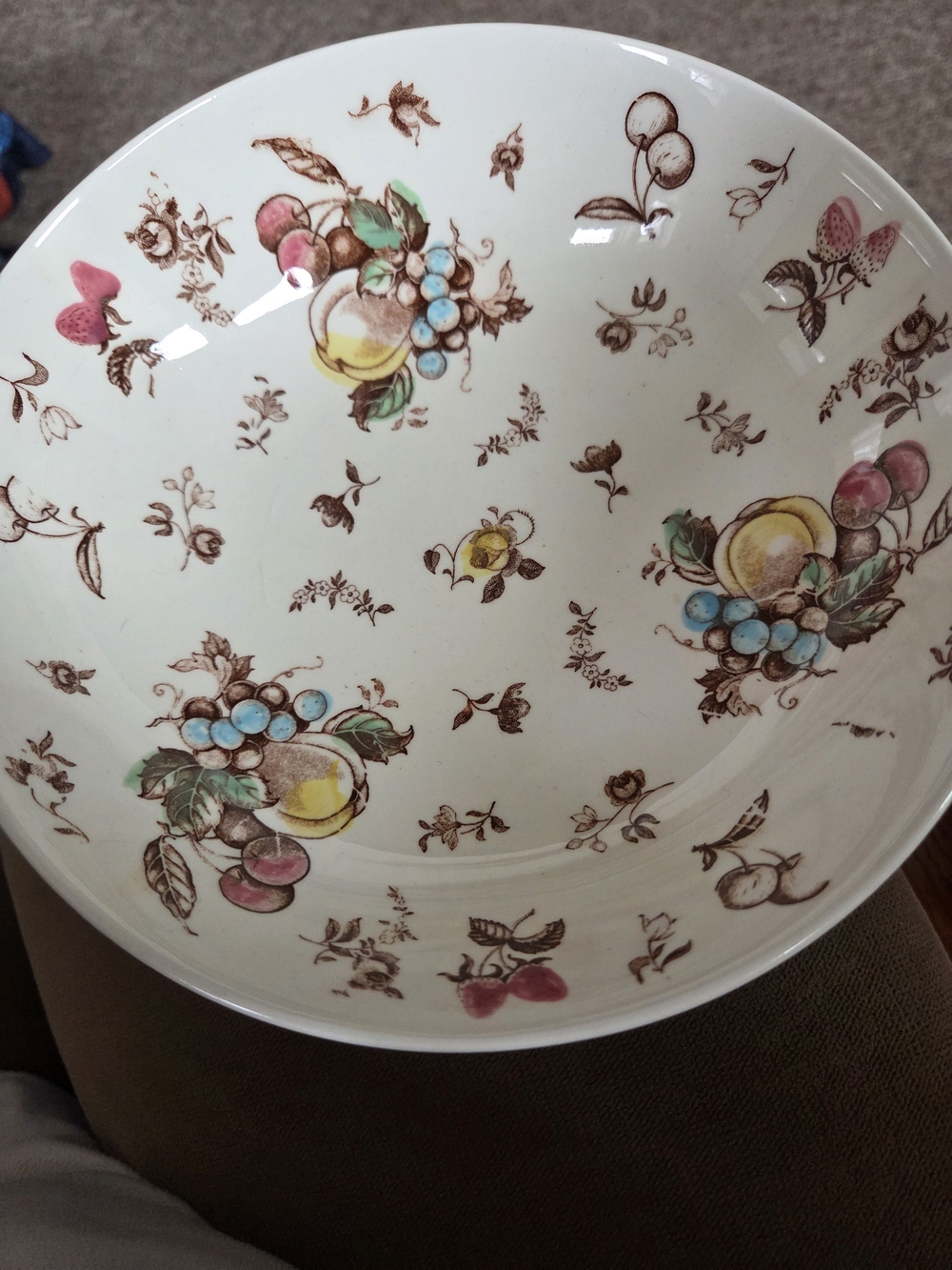 Decorative Fruit Pattern Ceramic Serving Bowl - Multicolor